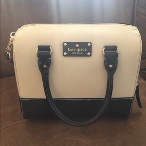 Cream and Black Kate Spade Handbag